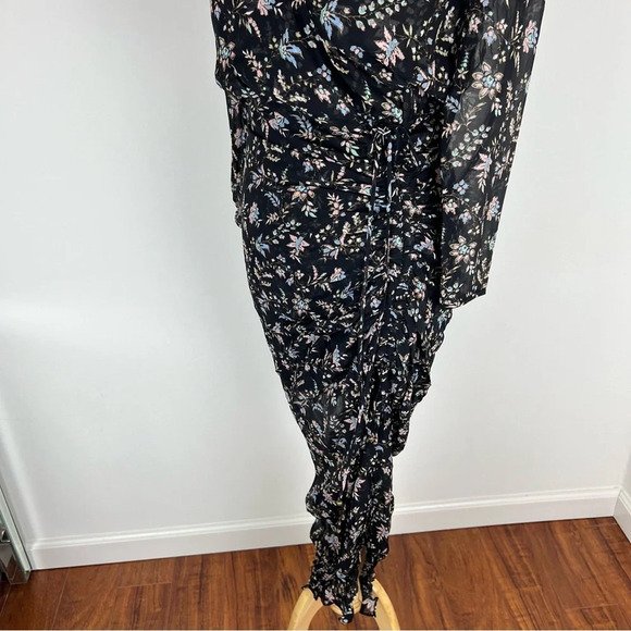 Veronica Beard Merrill Drawstring Silk Long Sleeve Midi Dress Black Size 0 - Picture 9 of 13